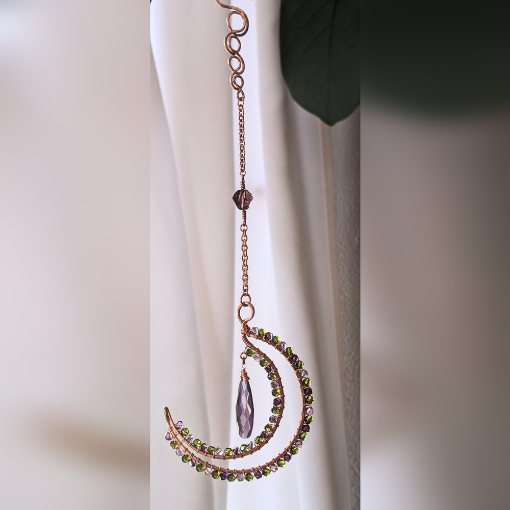 Window Prism Sparkly Copper Moon Ornament Swarovski Crystal Accents - Picture 8 of 14